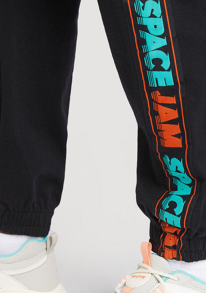 Joggers with Drawstring Closure and Text Print Side Tapes
