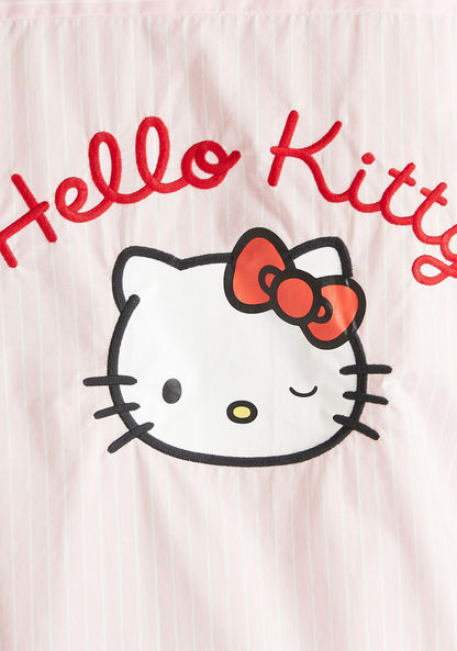Hello Kitty Striped Midi Shirt Dress with Long Sleeves