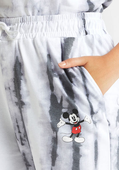Mickey Mouse Print Mid-Rise Joggers with Drawstring Closure
