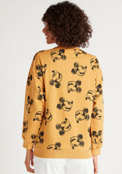 Mickey Mouse Print Sweatshirt with Crew Neck and Long Sleeves