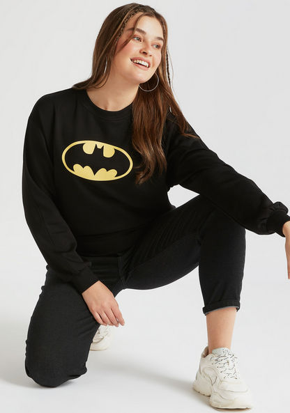 Batman Print Crew Neck Sweatshirt with Long Sleeves-Sweatshirts-image-0