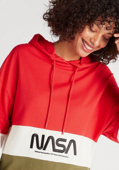 NASA Embroidered Hooded Sweatshirt with Long Sleeves