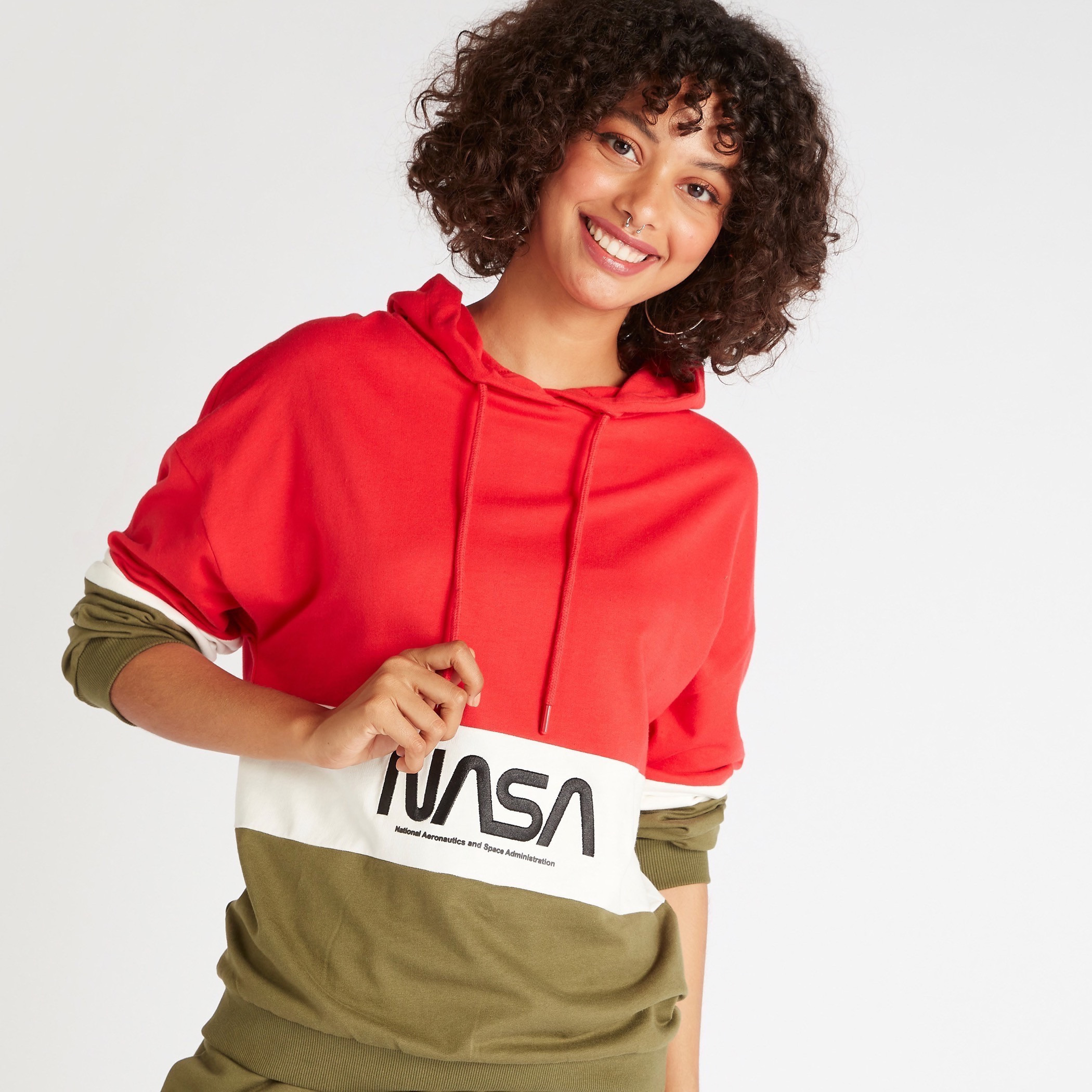 Shop NASA Embroidered Hooded Sweatshirt with Long Sleeves Online Splash UAE