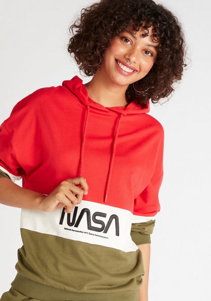 NASA Embroidered Hooded Sweatshirt with Long Sleeves