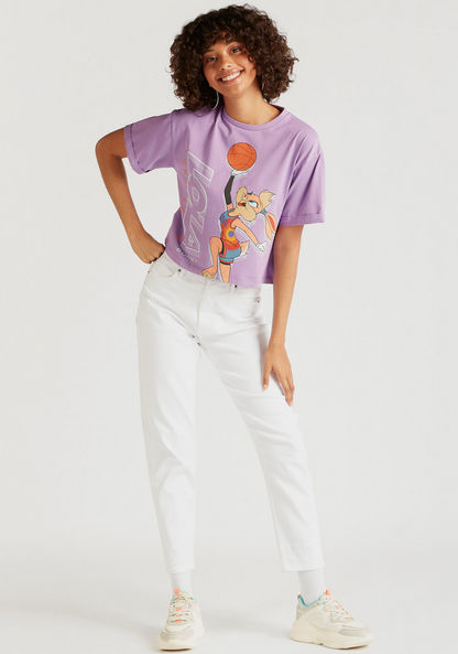 Looney Tunes Print T-shirt with Short Sleeves and Crew Neck