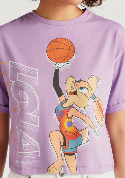 Looney Tunes Print T-shirt with Short Sleeves and Crew Neck