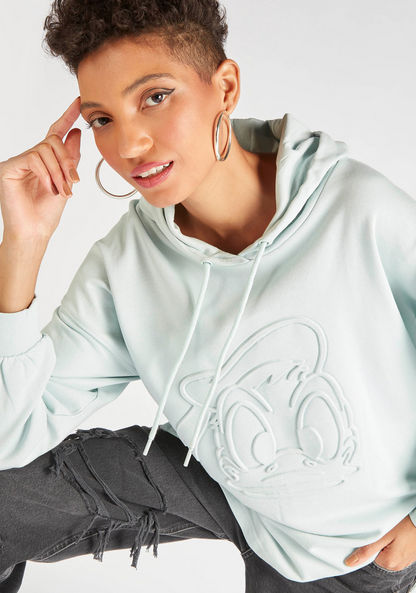 Donald Duck Embossed Hooded T-shirt with Long Sleeves