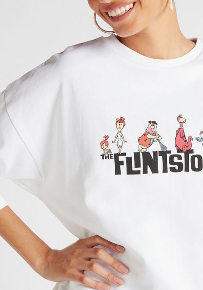 The Flintstones Print Sweatshirt with Long Sleeves and Crew Neck