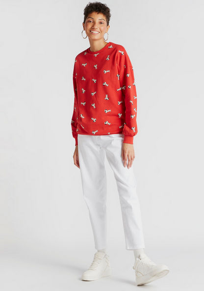 Snoopy Print Sweatshirt with Crew Neck and Long Sleeves