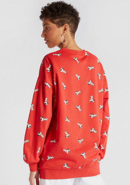 Snoopy Print Sweatshirt with Crew Neck and Long Sleeves