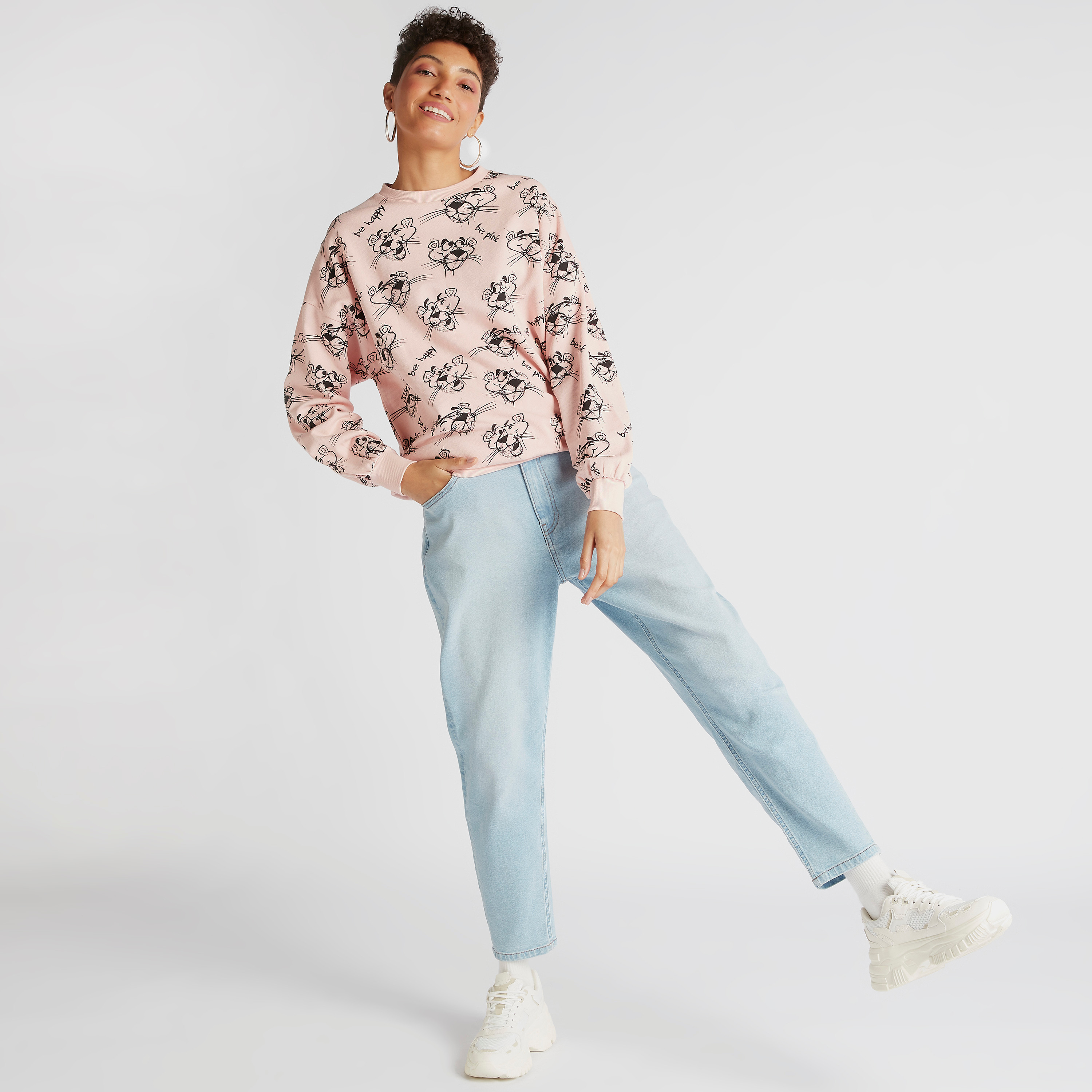 The Pink Panther Sweatshirt with Long Sleeves and Crew Neck-women-clothing-hoodiesandsweatshirts-sweatshirts-image-2