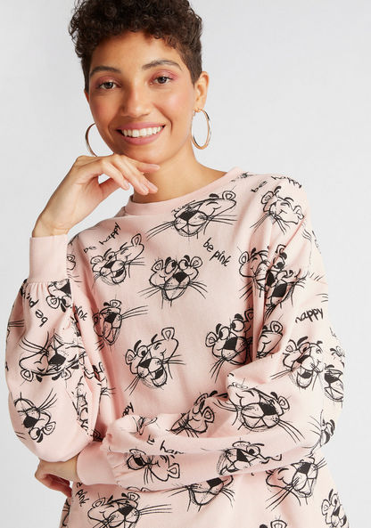 The Pink Panther Sweatshirt with Long Sleeves and Crew Neck