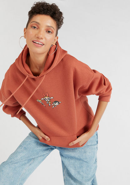 The PowerPuff Girls Print Sweatshirt with Hood and Kangaroo Pocket