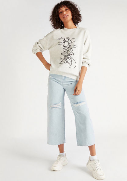Minnie Mouse Print Sweatshirt with Long Sleeves and Crew Neck
