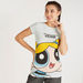 Powerpuff Girls Print T-shirt with Cap Sleeves and Crew Neck -T Shirts-thumbnailMobile-0