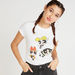 Powerpuff Girls Print Crew Neck T-shirt with Cap Sleeves-T Shirts-thumbnail-0