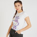 Hello Kitty Print Crew Neck T-shirt with Cap Sleeves-T Shirts-thumbnailMobile-0