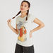 Lady and the Tramp Print Round Neck T-shirt with Cap Sleeves-T Shirts-thumbnailMobile-0