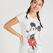 Mickey Mouse Print Round Neck T-shirt with Cap Sleeves-T Shirts-thumbnail-2