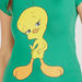 Tweety Print Crew Neck T-shirt with Cap Sleeves-T Shirts-thumbnail-4