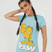 Garfield Print Crew Neck T-shirt with Cap Sleeves-T Shirts-thumbnail-0