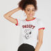Snoopy Print Crew Neck T-shirt with Short Sleeves-T Shirts-thumbnail-0