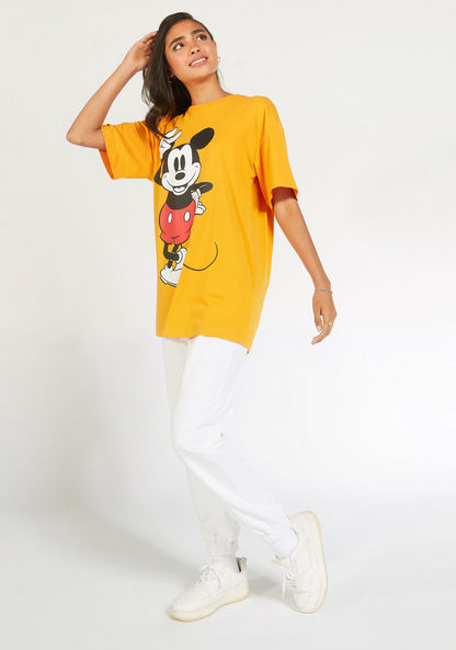 Mickey Mouse Print Crew Neck T-shirt with Short Sleeves-T Shirts-image-1