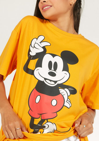 Mickey Mouse Print Crew Neck T-shirt with Short Sleeves-T Shirts-image-2