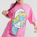 Smurf Print Longline T-shirt with Short Sleeves and Crew Neck-T Shirts-thumbnail-2