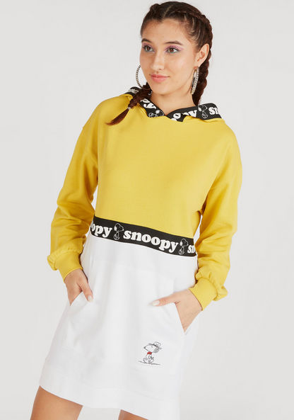 Snoopy Dog Print Mini Jumper Dress with Hood and Pockets-Dresses-image-0