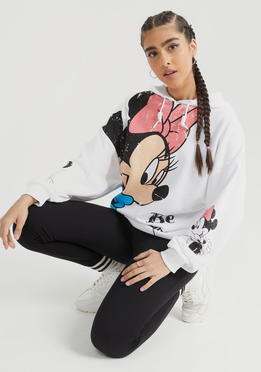 Minnie Mouse Print Hooded Sweatshirt with Long Sleeves-Hoodies-image-0