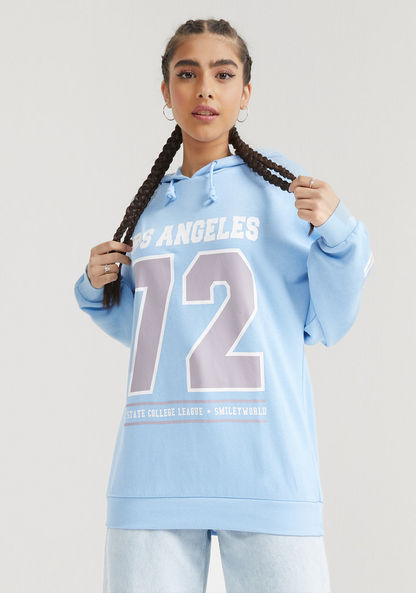 Los Angeles Print Sweatshirt with Hood and Long Sleeves-Hoodies-image-0
