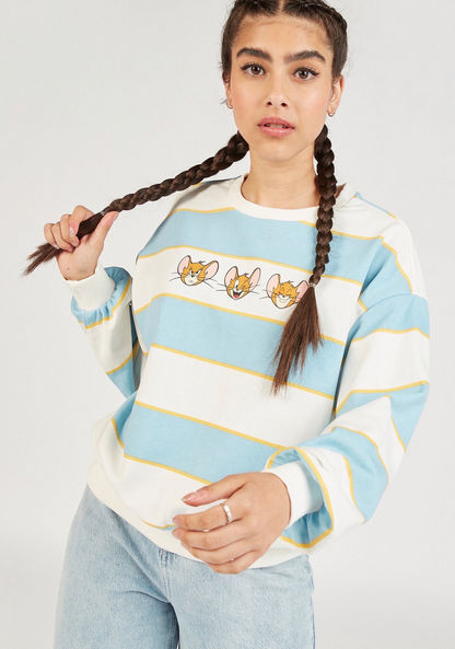 Jerry Print Striped Sweatshirt with Crew Neck and Long Sleeves-Sweatshirts-image-0