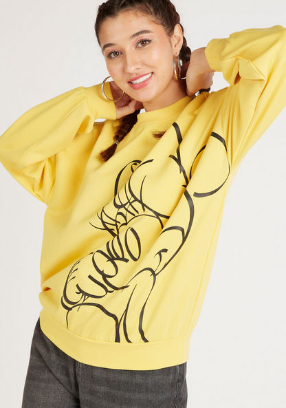 Minnie Mouse Print Crew Neck Sweatshirt with Long Sleeves-Sweatshirts-image-0