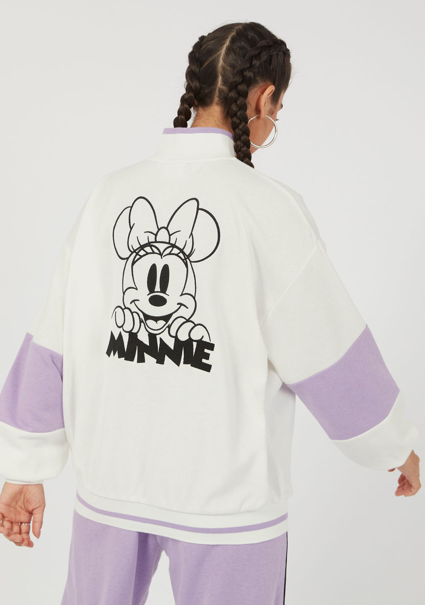 Minnie Mouse Print High Neck Sweatshirt with Long Sleeves and Zip Closure-Sweatshirts-image-3
