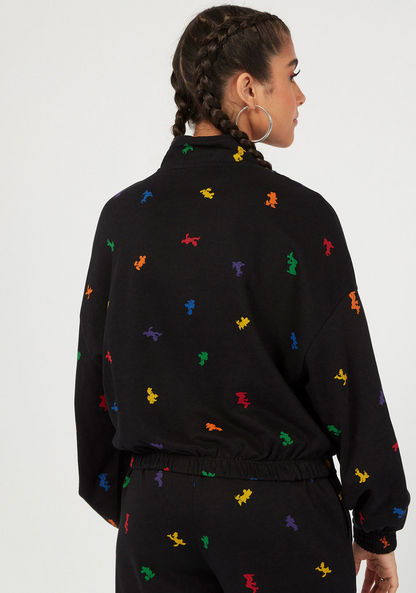 Mickey & Friends Print High Neck Sweatshirt with Long Sleeves and Zip Closure-Sweatshirts-image-3