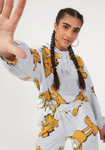 Garfield Print Hooded Sweatshirt with Long Sleeves-Hoodies-image-0