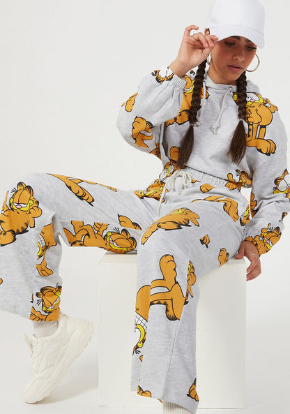 Garfield Print Hooded Sweatshirt with Long Sleeves-Hoodies-image-1