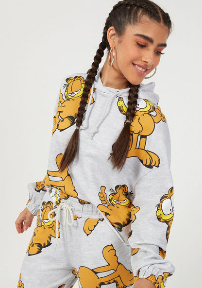 Garfield Print Hooded Sweatshirt with Long Sleeves-Hoodies-image-2