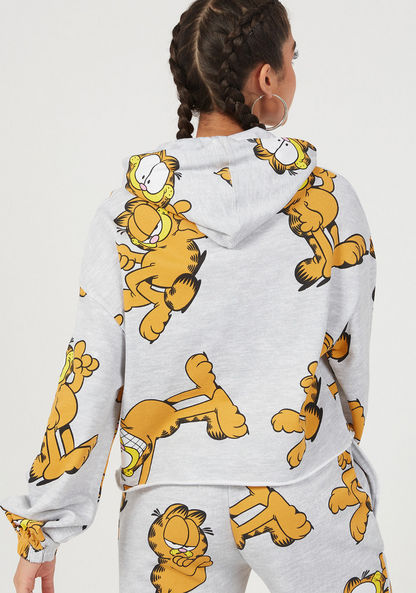 Garfield Print Hooded Sweatshirt with Long Sleeves-Hoodies-image-3