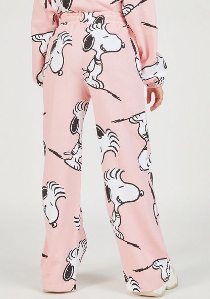 Snoopy Print Mid-Rise Joggers with Drawstring Closure and Pockets-Joggers-image-4