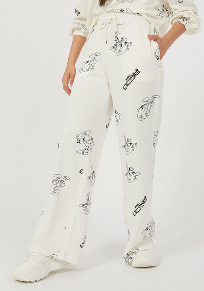 Sonic the Hedgehog Print Joggers with Drawstring Closure and Pockets-Joggers-image-0