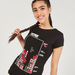 Tetris Print Crew Neck T-shirt with Cap Sleeves-T Shirts-thumbnailMobile-1