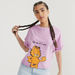 Garfield Print Crew Neck Crop T-shirt with Short Sleeves-T Shirts-thumbnail-1