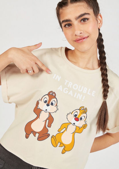 Alvin and Chipmunks Print Round Neck T-shirt with Short Sleeves-T Shirts-image-1
