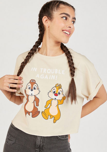 Alvin and Chipmunks Print Round Neck T-shirt with Short Sleeves-T Shirts-image-4