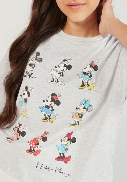 Minnie Mouse Print Round Neck T-shirt with Short Sleeves-T Shirts-image-4
