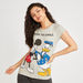 Mickey Mouse and Donald Duck Print T-shirt with Cap Sleeves and Round Neck-T Shirts-thumbnailMobile-0
