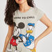 Mickey Mouse and Donald Duck Print T-shirt with Cap Sleeves and Round Neck-T Shirts-thumbnailMobile-2