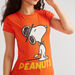 Snoopy Print T-shirt with Crew Neck and Short Sleeves-T Shirts-thumbnailMobile-2